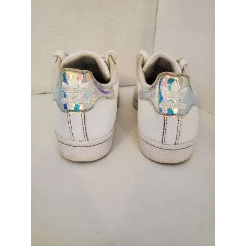 Adidas Womens Superstar White Holographic Details Size 6 Tennis Shoes
